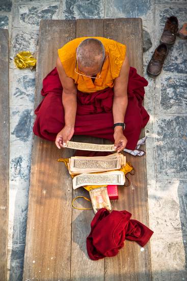 Buddhistischer Mönch in Kathmandu, Nepal