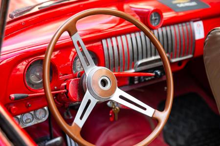 Havana, Cuba, Oldtimer, steering wheel