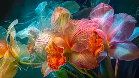Leuchtend bunte Orchideen in futuristischen Look