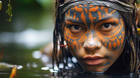 Portrait, Indio Frau im Amazonas Fluss, Brasilien, Menschen.