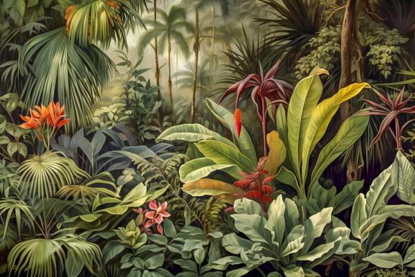 Tropische Pflanzen, Tropischer Regenwald, Traumhafte Natur, Floral, Wald od Miro May