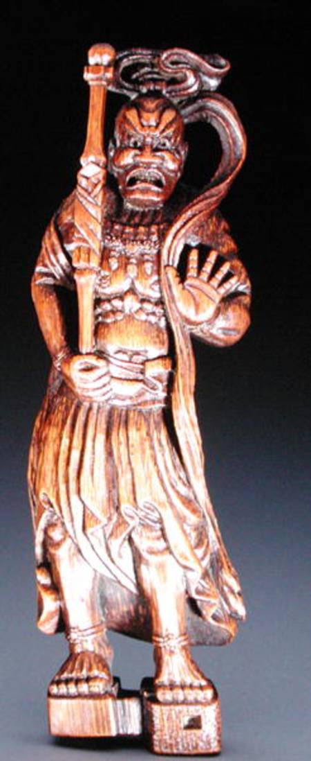 Netsuke depicting a temple guardian sculpture od Morikawa Toen