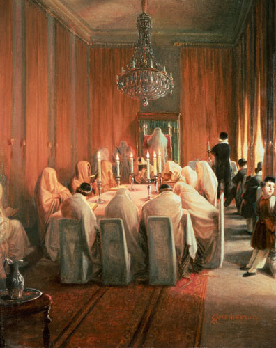 The Rothschild Family at Prayer od Moritz Daniel Oppenheim