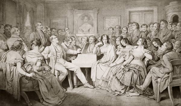 An Evening at Baron von Spaun's: Schubert at the piano among his friends od Moritz von Schwind