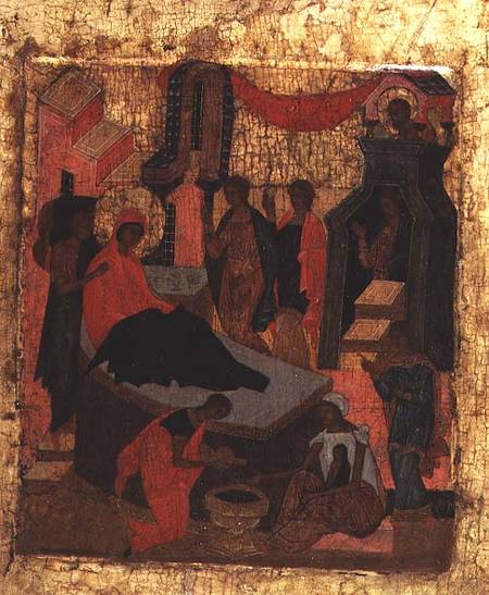 Russian icon of the Birth of the Virgin od Moscow school