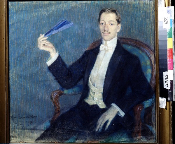 Porträt des Dichters Nikolai Gumiljow (1886-1921) od Mstislaw Wladimirowitsch Farmakowski