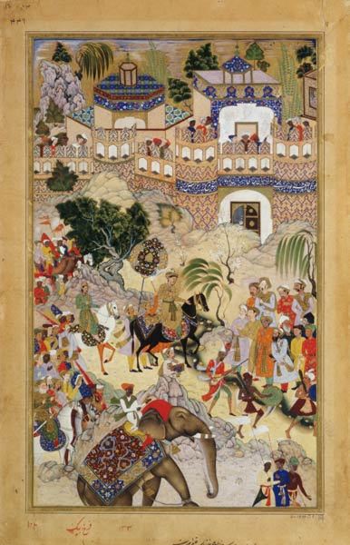 Emperor Akbar's triumphant entry into Surat od Mughal School