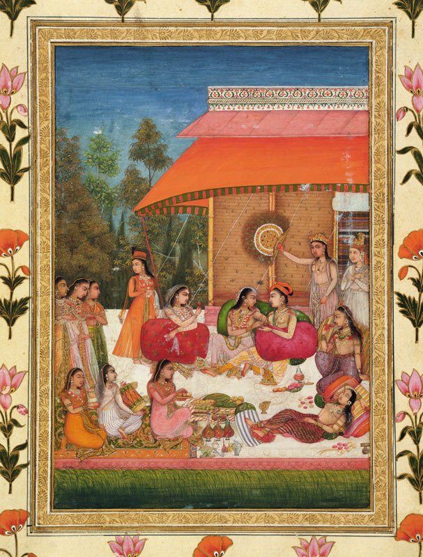 Ladies feasting, from the Small Clive Album od Mughal School