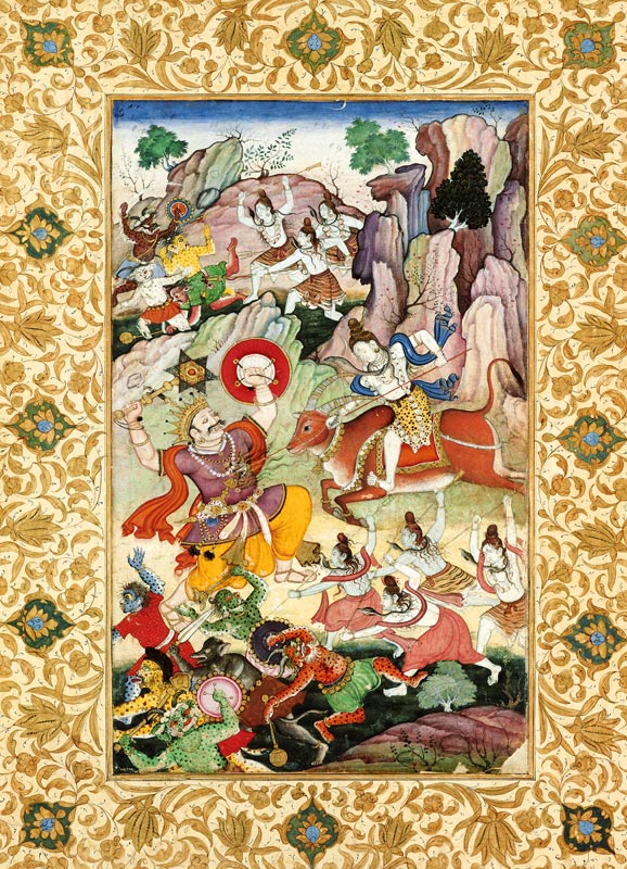 Shiva killing the Demon Andhaka od Mughal School