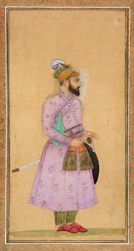 Standing figure of a Mughal prince, from the Small Clive Album od Mughal School