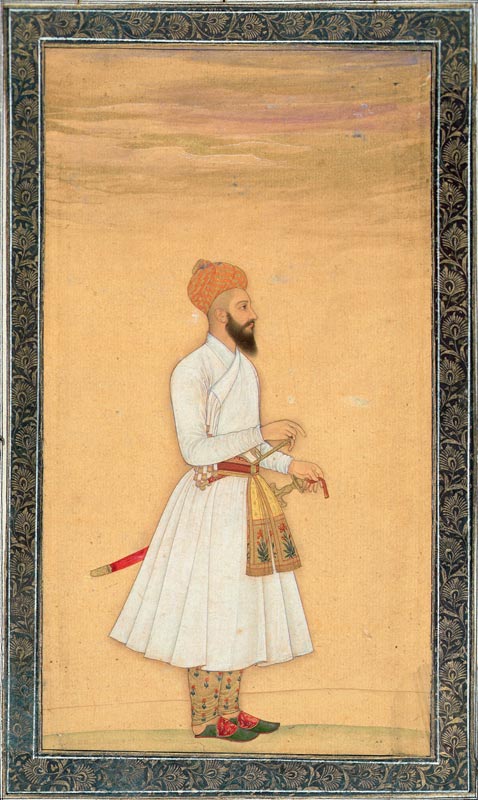 Standing figure of a noble, from the Small Clive Album od Mughal School