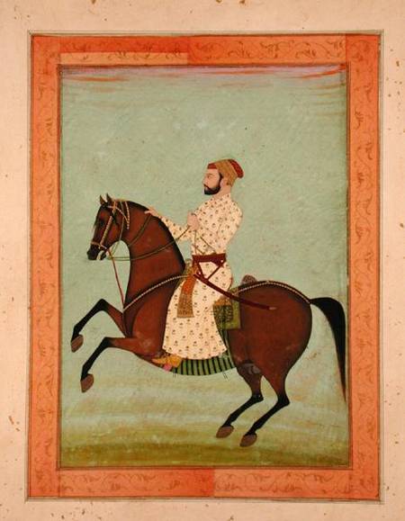 A Mughal Noble on Horseback, from the Large Clive Album od Mughal School