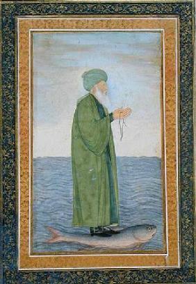 Khawa Khizir Khan riding on a fish, from the Small Clive Album