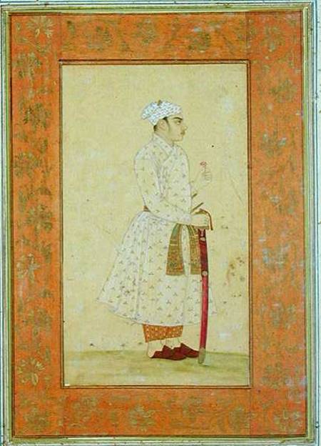 A young nobleman of the Mughal court, from the Large Clive Album  drawing with w/c on od Mughal School