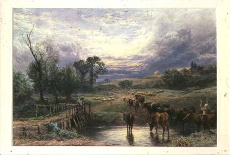 Landscape with Cattle and Bridge od Myles Birket Foster