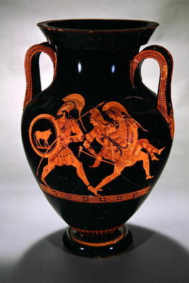 Attic red-figure belly amphora depicting the Abduction of Antiope with Theseus and Pirithous, c.500- od Myson