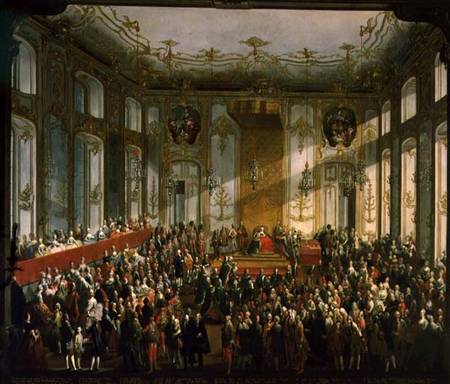 Empress Maria Theresa at the Investiture of the Order of St. Stephen od Mytens (Schule)