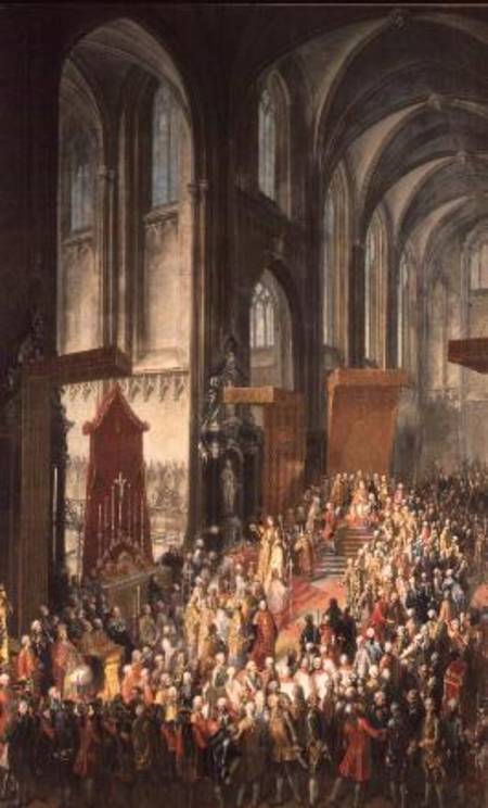 The Investiture Joseph II (1741-90) following his coronation as Emperor of Germany in Frankfurt Cath od Mytens (Schule)