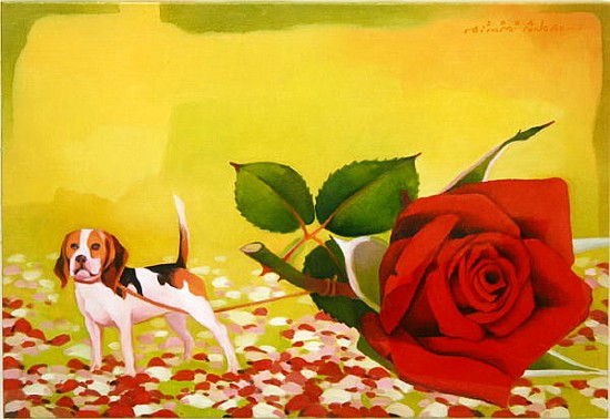 The Rose and the Dog, 2004 (oil on canvas)  od Myung-Bo  Sim