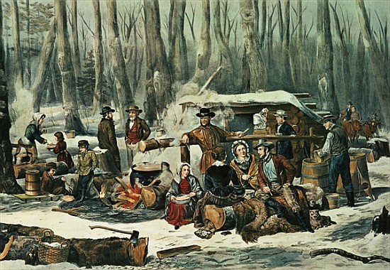 American Forest Scene - Maple Sugaring od N. Currier