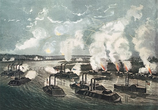 Bombardment and Capture of Island No.10 on the Mississippi River, 7th April 1862 od N. Currier
