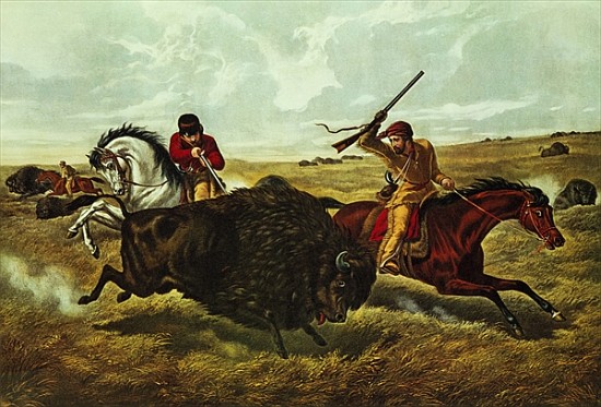 Life on the Prairie - the Buffalo Hunt od N. Currier