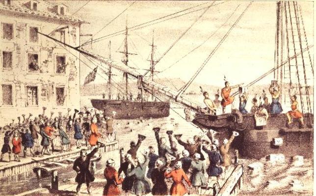 The Boston Tea Party, 1846 (print) od N. Currier
