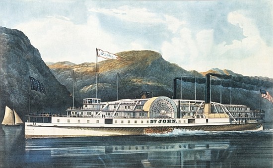 The Hudson River Steamboat `St. John'', published 1864 od N. Currier