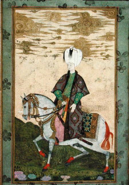 Equestrian portrait of Sultan Osman II (1603-22) od Nakshi