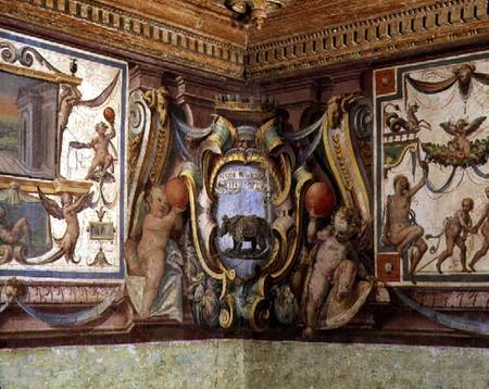 The 'Sala del Granduca di Toscana' (Hall of the Grand Duke of Tuscany) detail of the frieze depictin od Nanni  di B. Bigio  & Bartolomeo Ammannati