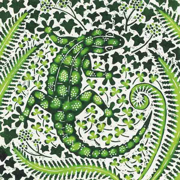 Green Gecko, 2002 (woodcut)  od Nat  Morley