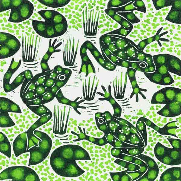 Leaping Frogs, 2003 (woodcut)  od Nat  Morley