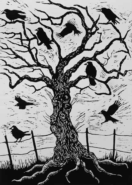 Rook Tree, 1999 (woodcut)  od Nat  Morley
