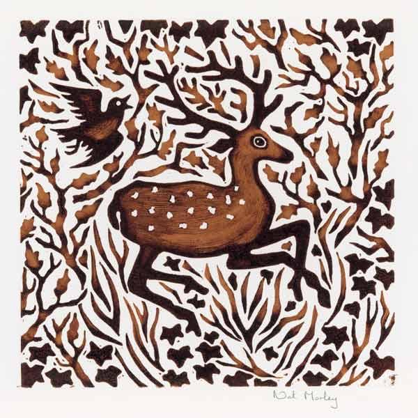 Woodland Deer, 2000 (woodcut) 