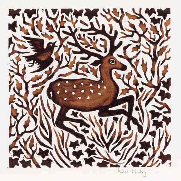 Woodland Deer, 2000 (woodcut)  od Nat  Morley