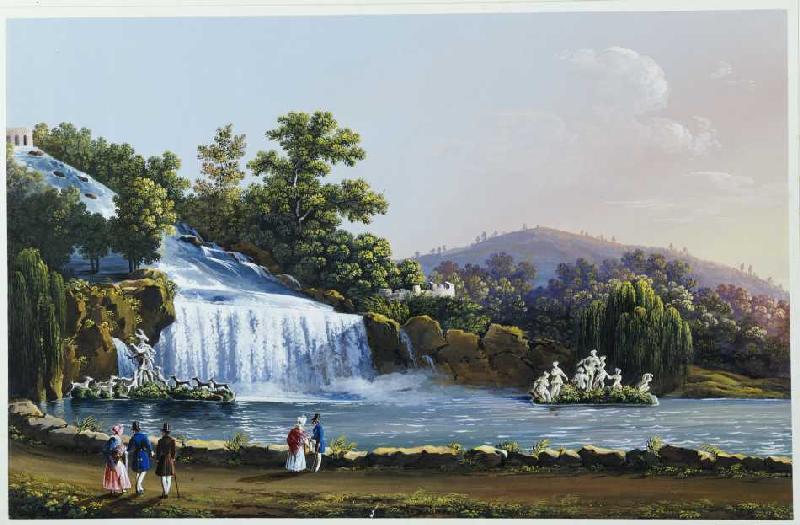Die großen Wasserfälle von Caserta. od Neapolitanische Schule