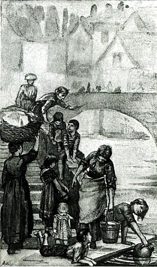 Fetching Water from the River from ''London Street Arabs'' Dorothy Tennant od nee Tennant Stanley Dorothy
