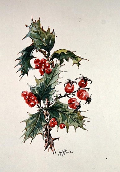 Holly and rosehips  od Nell  Hill