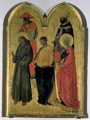 St. Francis, St. Jerome, St. Philip, St. Catherine and a bishop saint, c.1444 (tempera on panel) od Neri di Bicci