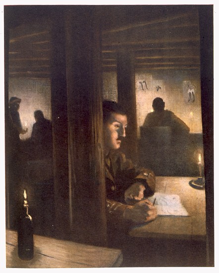 Inside Brigade Headquarters, from British Artists at the Front, Continuation of The Western Front od Christopher R.W. Nevinson