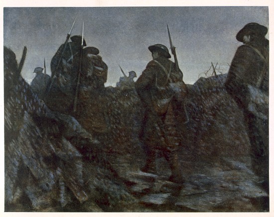 Reliefs at Dawn, from British Artists at the Front, Continuation of The Western Front od Christopher R.W. Nevinson