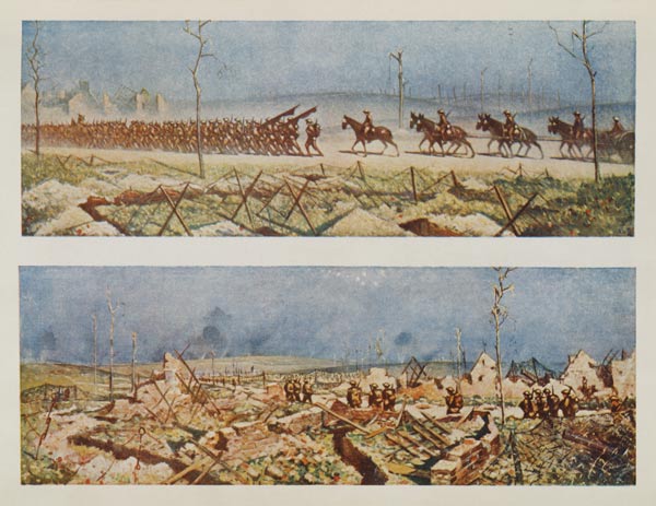 The Roads of France, C and D, from British Artists at the Front, Continuation of The Western Front od Christopher R.W. Nevinson