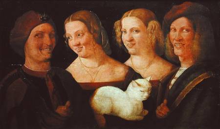 Four People Laughing at the Sight of a Cat od Niccolo Frangipane