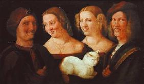 Four People Laughing at the Sight of a Cat