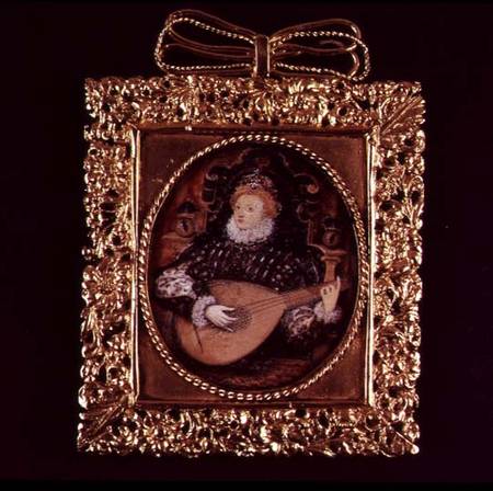 Queen Elizabeth I playing the lute (miniature) od Nicholas Hilliard
