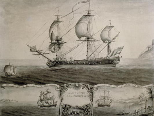 Views of the Blandford Frigate on the Passage to the West Indies and Trading on the Coast of Africa, od Nicholas Pocock