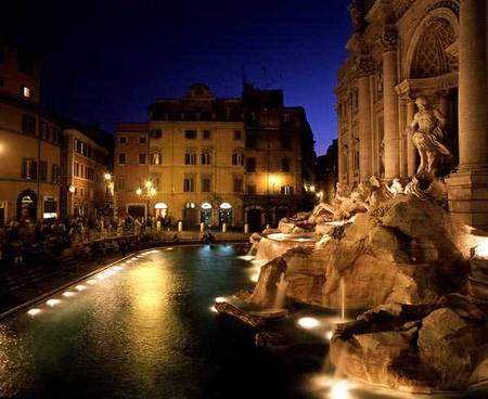 View of the Trevi Fountain at night od Nicola Salvi