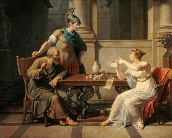 Sokrates besucht Aspasia od Nicolas André Monsiau