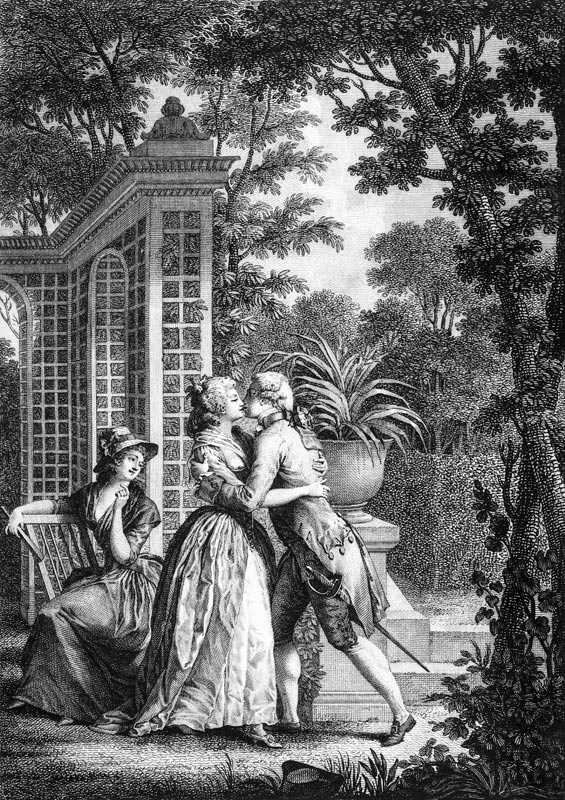 The First Kiss of Love, illustration from ''La Nouvelle Heloise'' by Jean-Jacques Rousseau (1712-78) od Nicolas André Monsiau