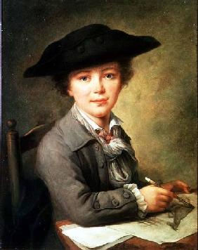 Young draughtsman in black hat